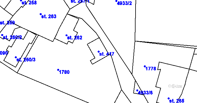 Parcela st. 417 v KÚ Černovice u Tábora, Katastrální mapa