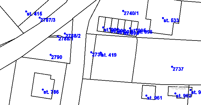 Parcela st. 419 v KÚ Černovice u Tábora, Katastrální mapa