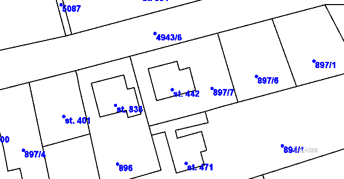 Parcela st. 442 v KÚ Černovice u Tábora, Katastrální mapa
