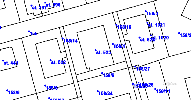 Parcela st. 523 v KÚ Černovice u Tábora, Katastrální mapa