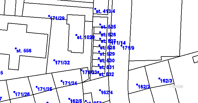 Parcela st. 529 v KÚ Černovice u Tábora, Katastrální mapa