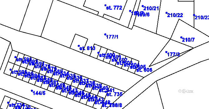 Parcela st. 601 v KÚ Černovice u Tábora, Katastrální mapa