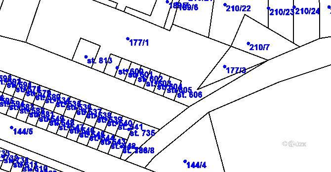 Parcela st. 605 v KÚ Černovice u Tábora, Katastrální mapa