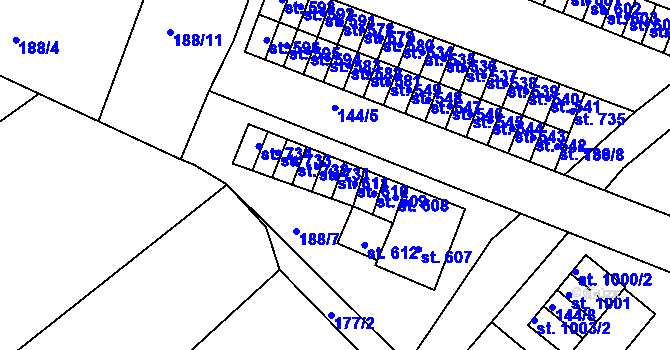 Parcela st. 611 v KÚ Černovice u Tábora, Katastrální mapa