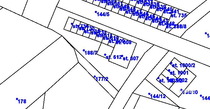 Parcela st. 612 v KÚ Černovice u Tábora, Katastrální mapa