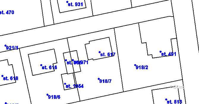 Parcela st. 617 v KÚ Černovice u Tábora, Katastrální mapa