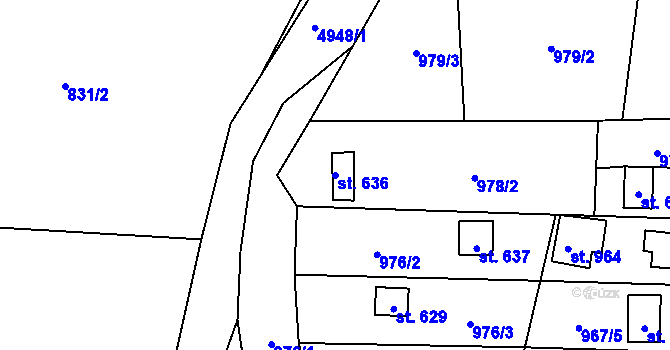 Parcela st. 636 v KÚ Černovice u Tábora, Katastrální mapa