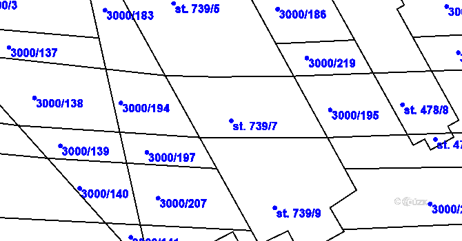 Parcela st. 739/7 v KÚ Černovice u Tábora, Katastrální mapa