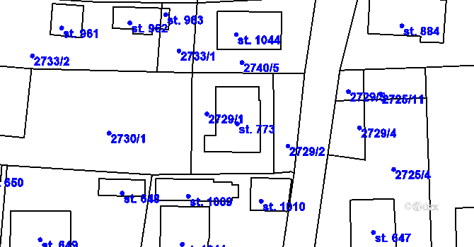 Parcela st. 773 v KÚ Černovice u Tábora, Katastrální mapa