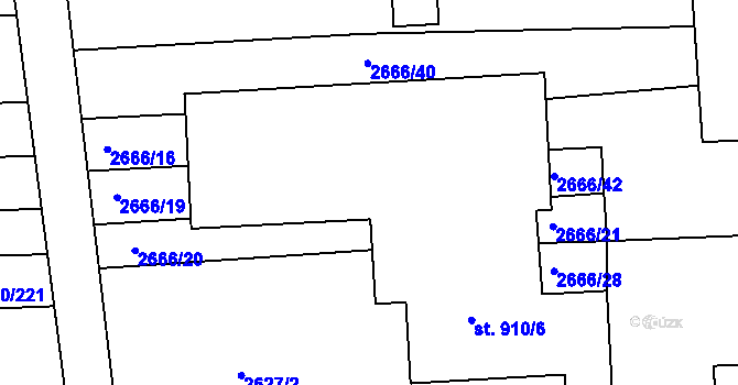 Parcela st. 910/3 v KÚ Černovice u Tábora, Katastrální mapa