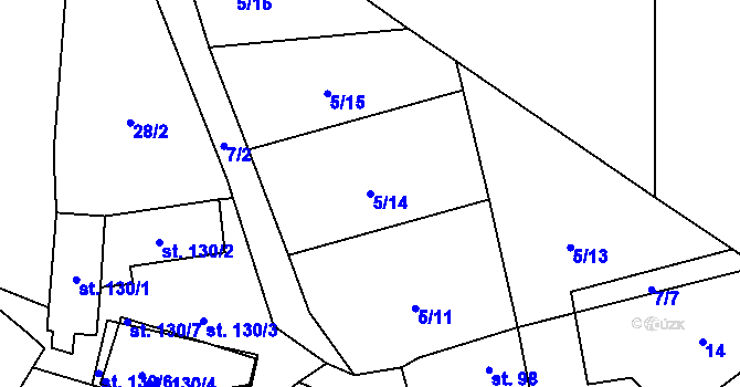 Parcela st. 5/14 v KÚ Černovice u Tábora, Katastrální mapa