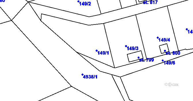 Parcela st. 149/1 v KÚ Černovice u Tábora, Katastrální mapa