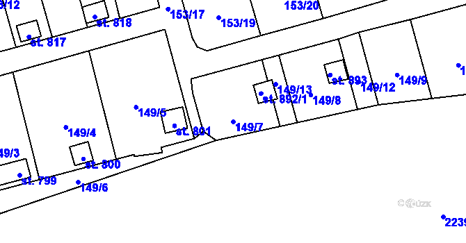 Parcela st. 149/7 v KÚ Černovice u Tábora, Katastrální mapa