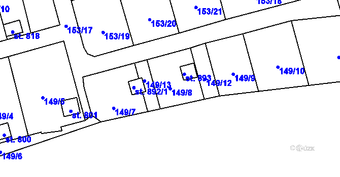 Parcela st. 149/8 v KÚ Černovice u Tábora, Katastrální mapa