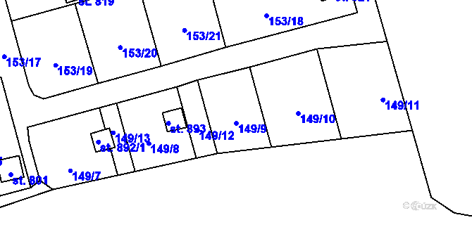 Parcela st. 149/9 v KÚ Černovice u Tábora, Katastrální mapa