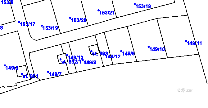 Parcela st. 149/12 v KÚ Černovice u Tábora, Katastrální mapa