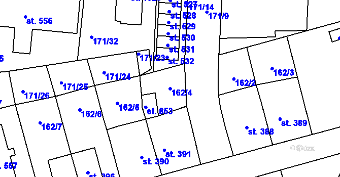 Parcela st. 162/4 v KÚ Černovice u Tábora, Katastrální mapa