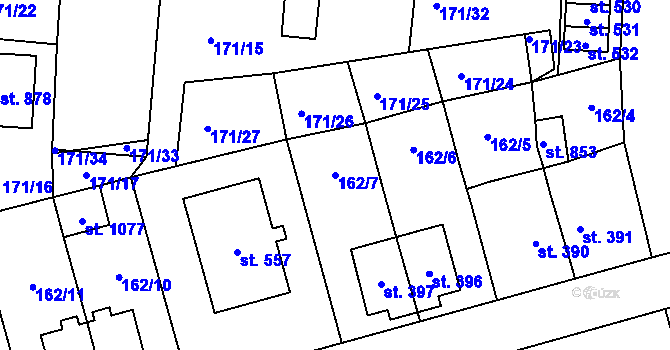 Parcela st. 162/7 v KÚ Černovice u Tábora, Katastrální mapa