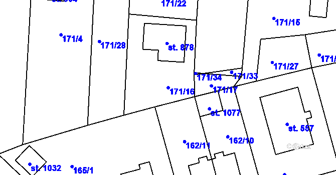 Parcela st. 171/16 v KÚ Černovice u Tábora, Katastrální mapa