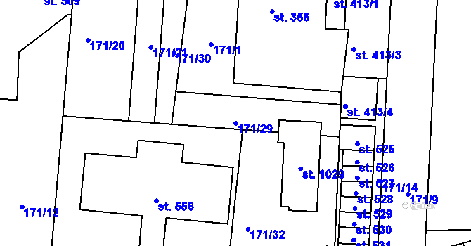 Parcela st. 171/29 v KÚ Černovice u Tábora, Katastrální mapa