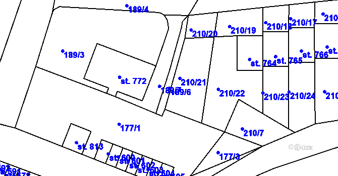 Parcela st. 189/6 v KÚ Černovice u Tábora, Katastrální mapa