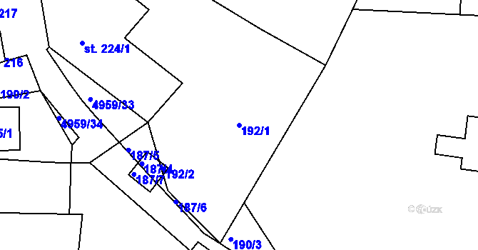 Parcela st. 192/1 v KÚ Černovice u Tábora, Katastrální mapa
