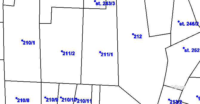 Parcela st. 211/1 v KÚ Černovice u Tábora, Katastrální mapa