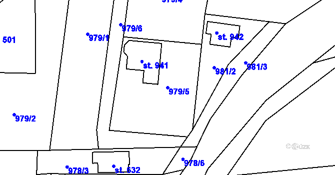 Parcela st. 979/5 v KÚ Černovice u Tábora, Katastrální mapa