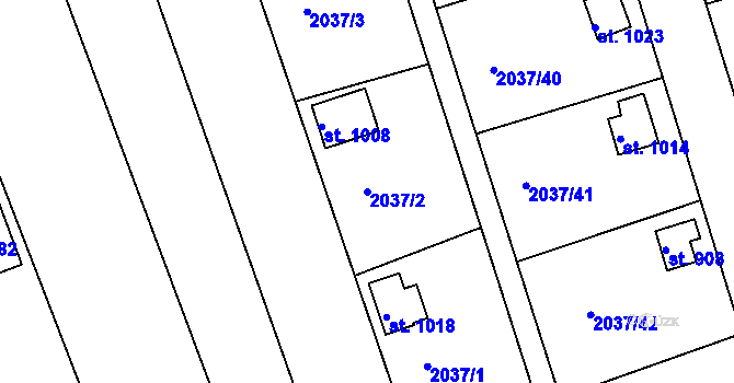 Parcela st. 2037/2 v KÚ Černovice u Tábora, Katastrální mapa