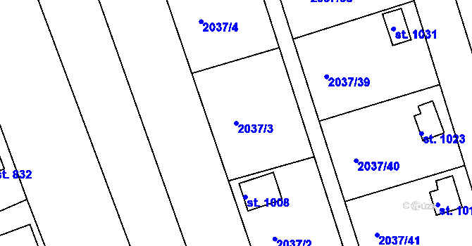 Parcela st. 2037/3 v KÚ Černovice u Tábora, Katastrální mapa