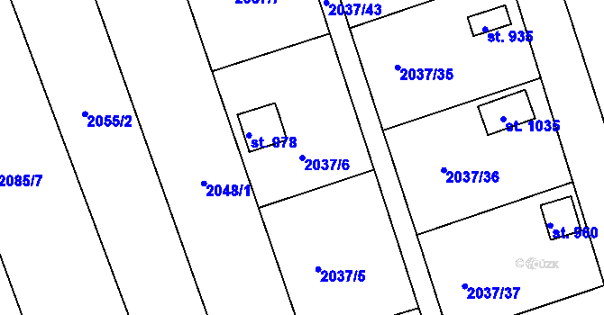 Parcela st. 2037/6 v KÚ Černovice u Tábora, Katastrální mapa
