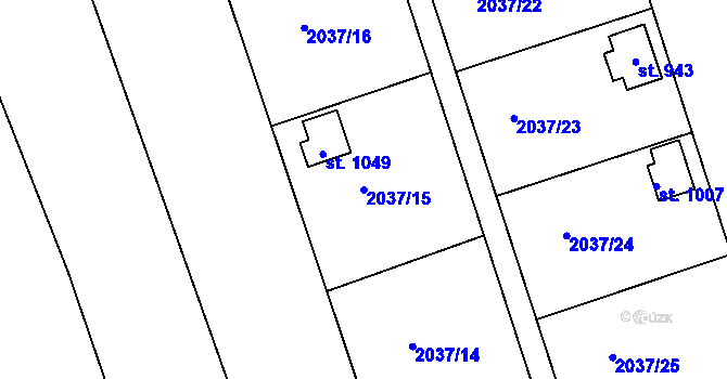 Parcela st. 2037/15 v KÚ Černovice u Tábora, Katastrální mapa