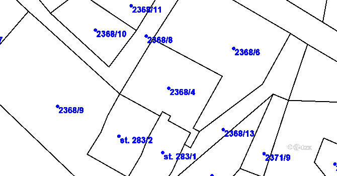 Parcela st. 2368/4 v KÚ Černovice u Tábora, Katastrální mapa