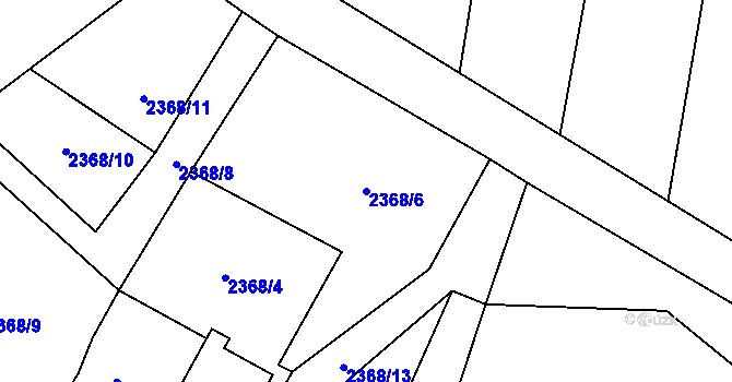 Parcela st. 2368/6 v KÚ Černovice u Tábora, Katastrální mapa