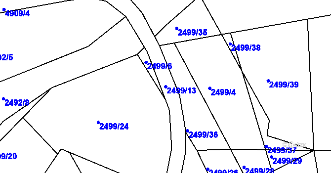 Parcela st. 2499/13 v KÚ Černovice u Tábora, Katastrální mapa