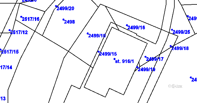 Parcela st. 2499/15 v KÚ Černovice u Tábora, Katastrální mapa