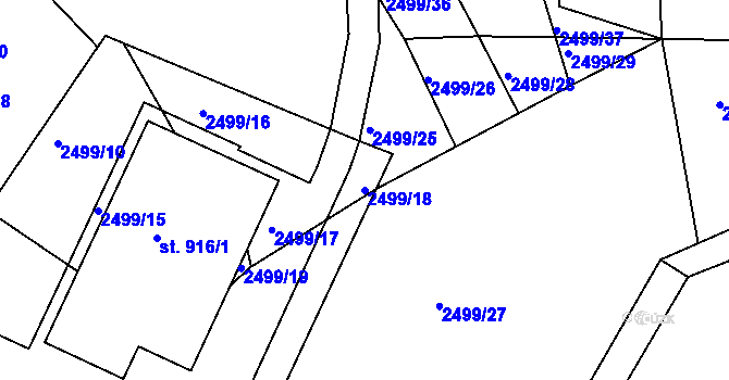 Parcela st. 2499/18 v KÚ Černovice u Tábora, Katastrální mapa