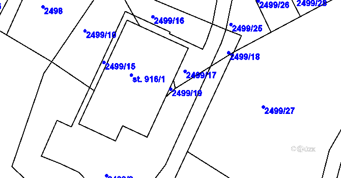 Parcela st. 2499/19 v KÚ Černovice u Tábora, Katastrální mapa