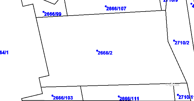 Parcela st. 2666/2 v KÚ Černovice u Tábora, Katastrální mapa