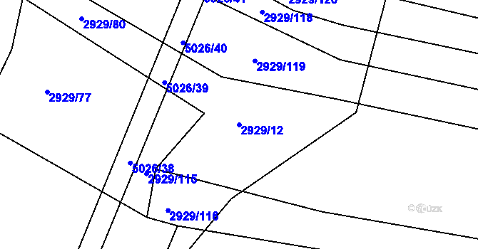 Parcela st. 2929/12 v KÚ Černovice u Tábora, Katastrální mapa