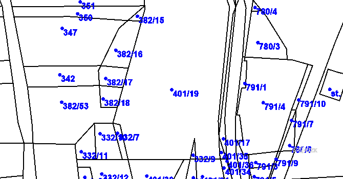 Parcela st. 401/19 v KÚ Černovice u Tábora, Katastrální mapa