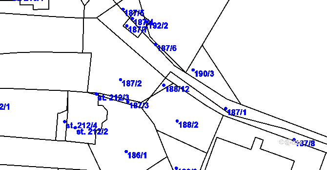 Parcela st. 188/12 v KÚ Černovice u Tábora, Katastrální mapa