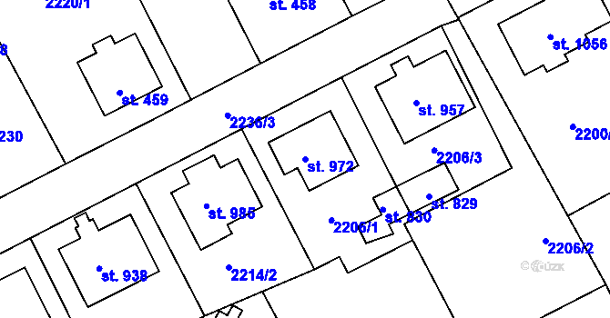 Parcela st. 972 v KÚ Černovice u Tábora, Katastrální mapa
