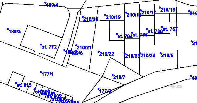 Parcela st. 210/22 v KÚ Černovice u Tábora, Katastrální mapa