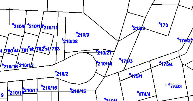 Parcela st. 210/27 v KÚ Černovice u Tábora, Katastrální mapa