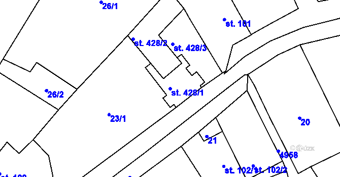 Parcela st. 428/1 v KÚ Černovice u Tábora, Katastrální mapa