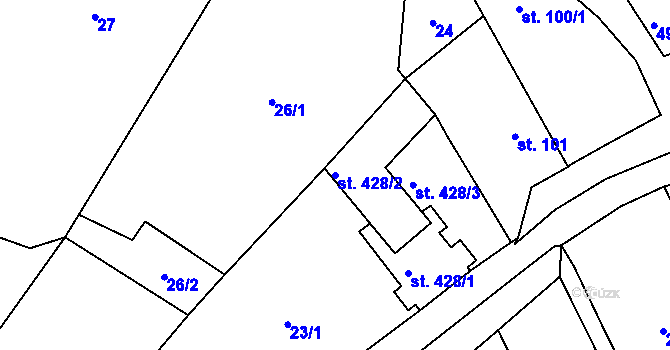 Parcela st. 428/2 v KÚ Černovice u Tábora, Katastrální mapa