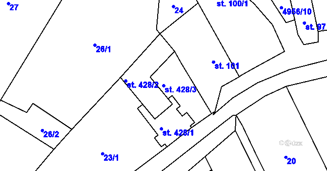 Parcela st. 428/3 v KÚ Černovice u Tábora, Katastrální mapa