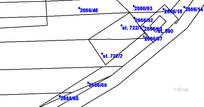 Parcela st. 722/2 v KÚ Černovice u Tábora, Katastrální mapa