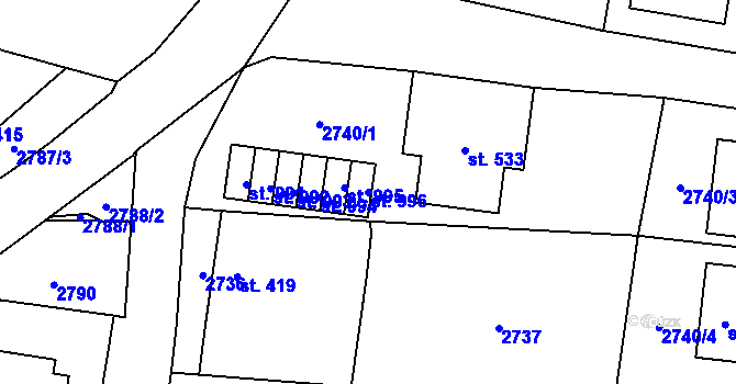 Parcela st. 996 v KÚ Černovice u Tábora, Katastrální mapa